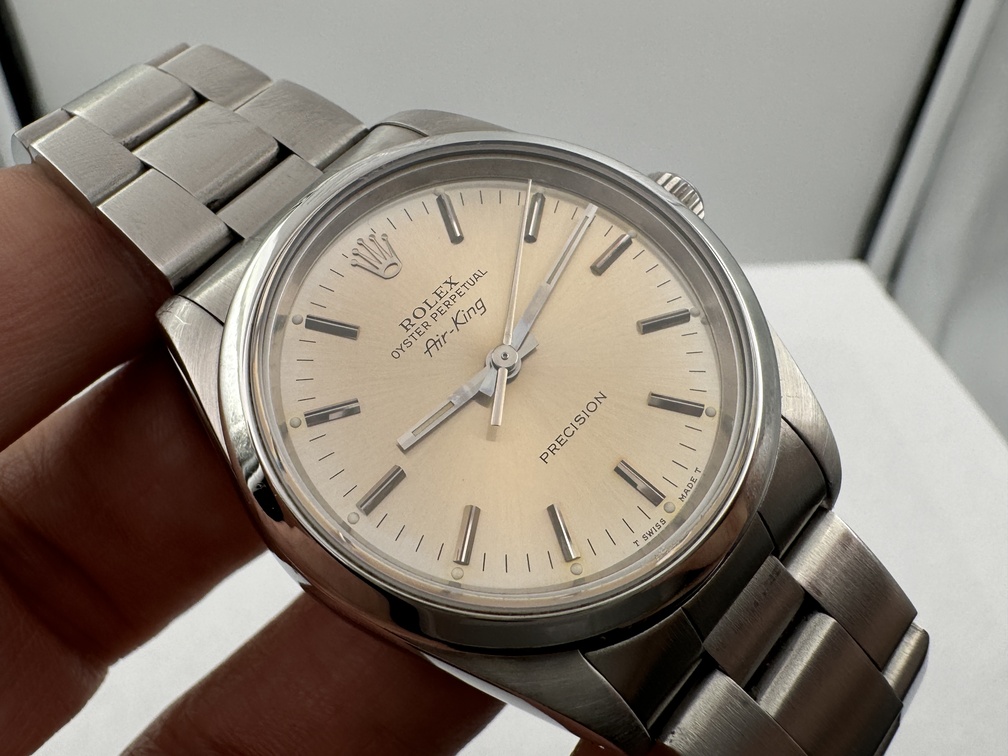 Vintage ROLEX 14000 Air-King Precision PATINA Silver Dial Automatic Cal 3000 - 34 mm – Image 1