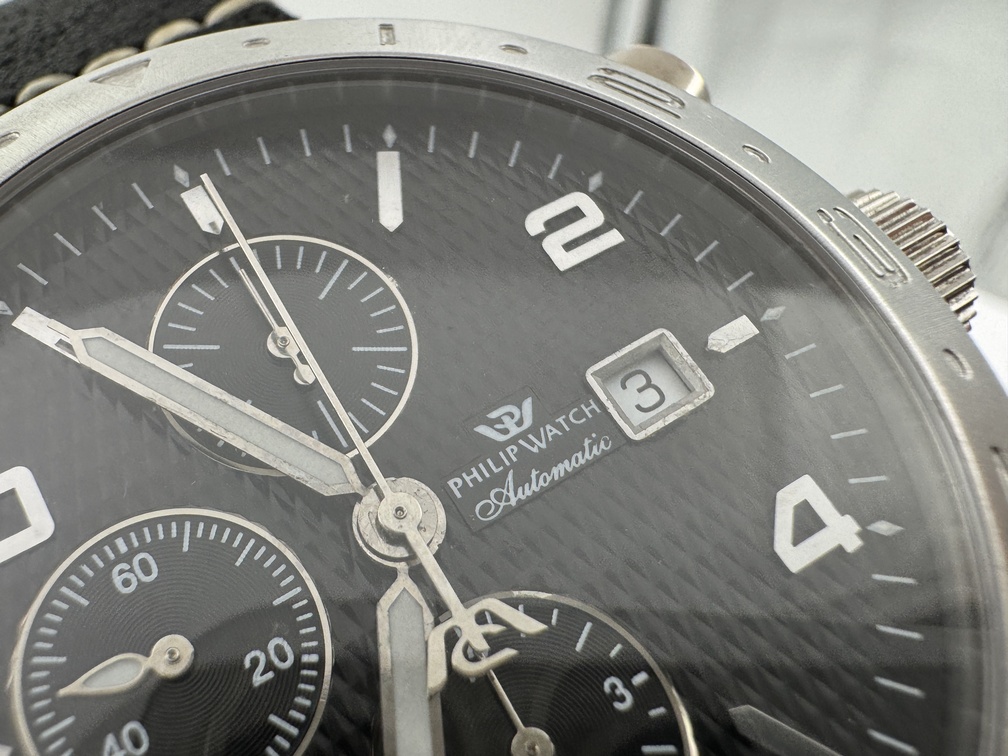 PHILIP WATCH Chronograph Cal Valjoux 7750 Automatic Black Waffle Dial - 48 mm – Image 6