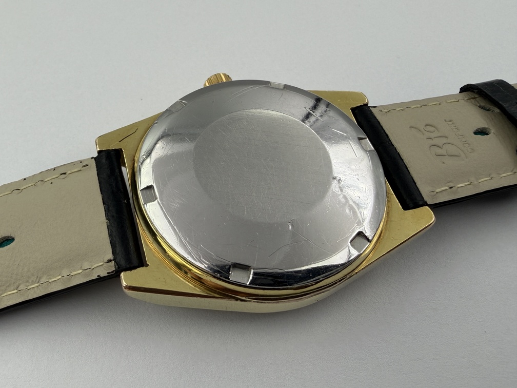 VTG OMEGA 166.0141 Barcode Gold-Tone Dial Automatic Cal Ω 750 Gold Plated 35 mm – Image 9