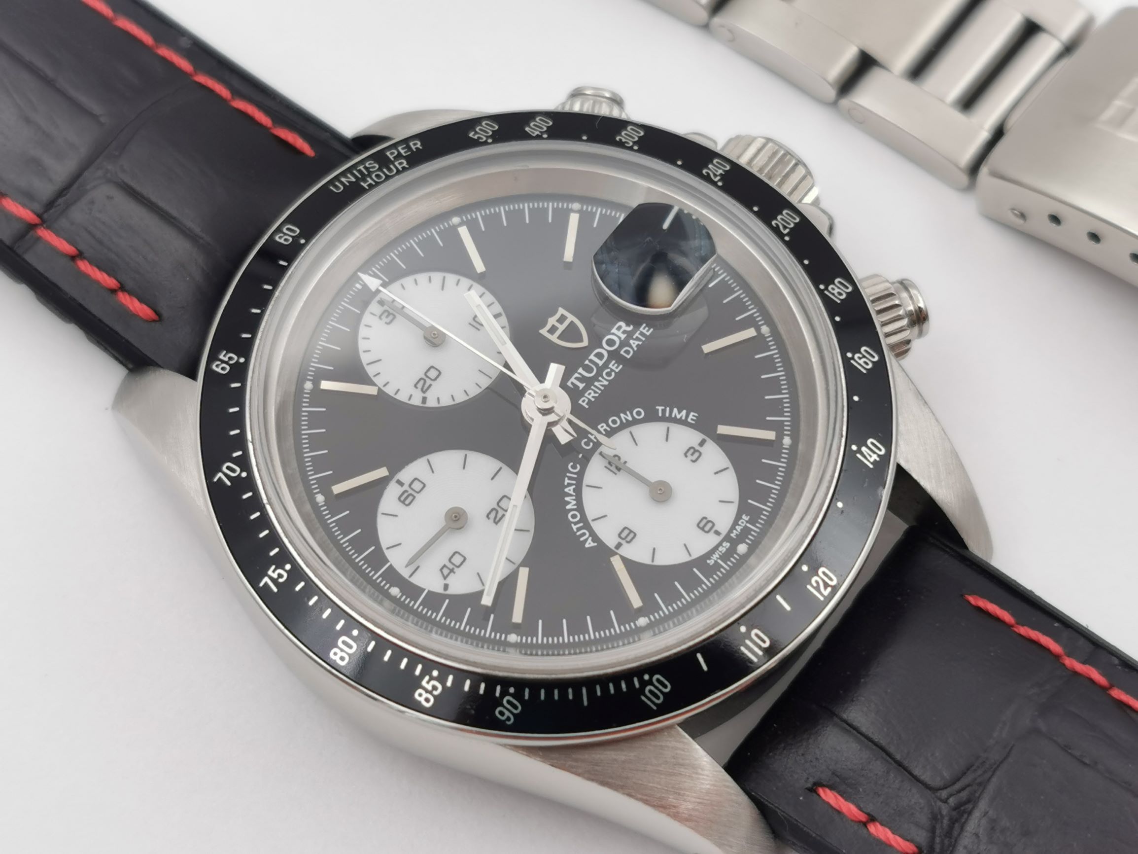 TUDOR Prince Date 79260P Reverse Panda Pre-Tiger Automatic Chrono Time SERVICED! – Image 2
