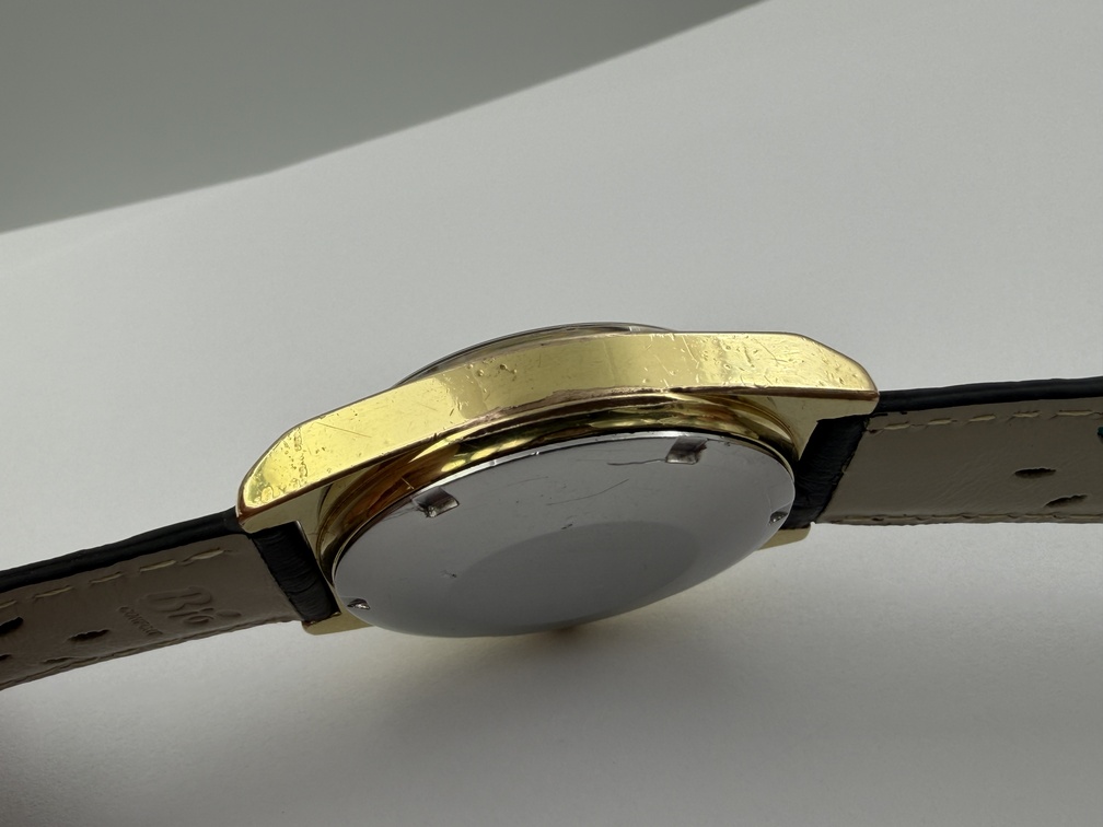 VTG OMEGA 166.0141 Barcode Gold-Tone Dial Automatic Cal Ω 750 Gold Plated 35 mm – Image 7
