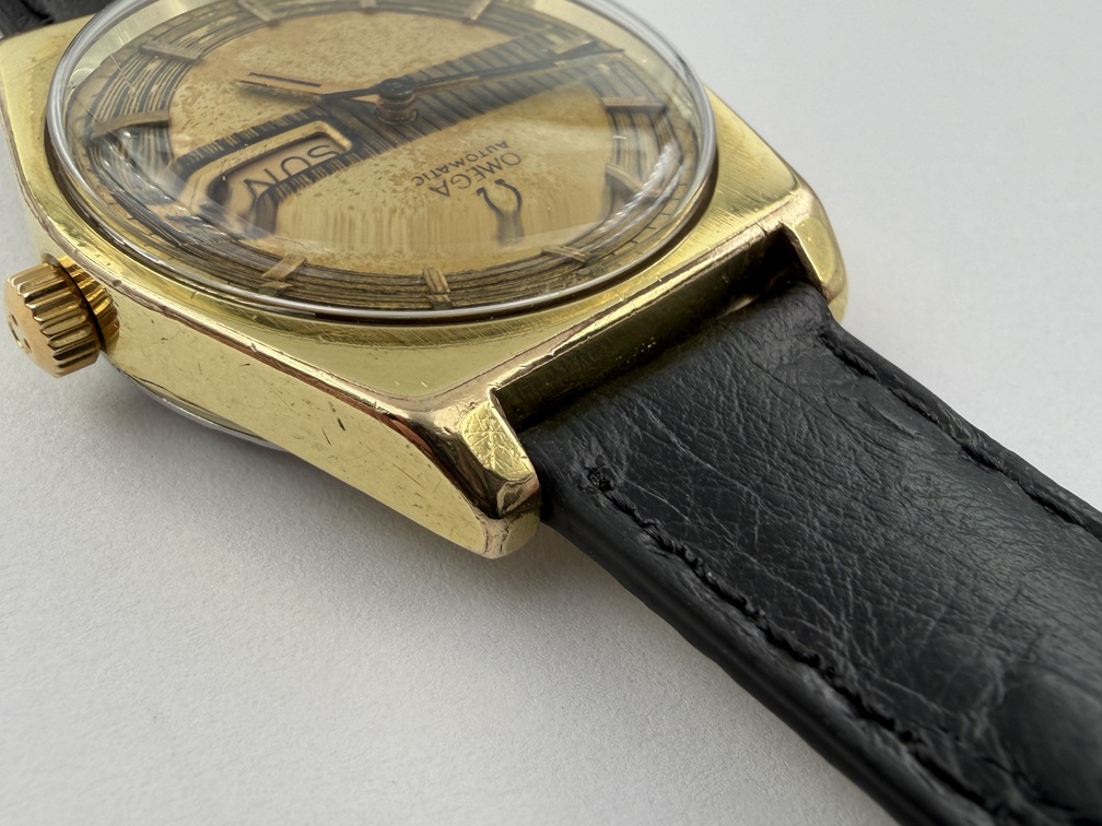VTG OMEGA 166.0141 Barcode Gold-Tone Dial Automatic Cal Ω 750 Gold Plated 35 mm – Image 8