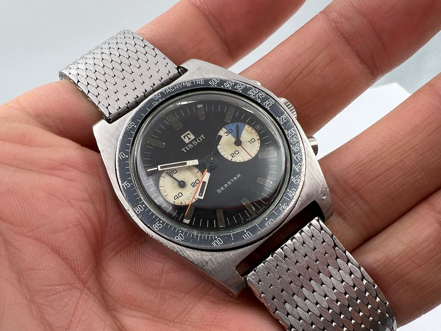 VTG TISSOT Seastar 40508-7X Manual Winding Chronograph Cal Lemania 1277 - 36 mm – Imagen 2