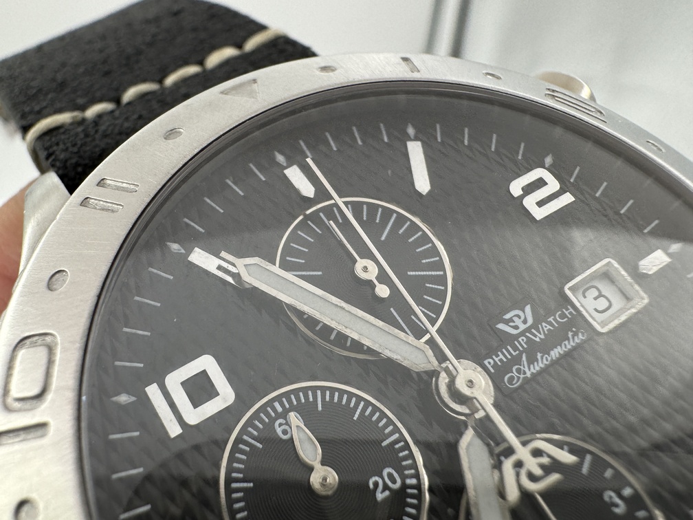 PHILIP WATCH Chronograph Cal Valjoux 7750 Automatic Black Waffle Dial - 48 mm – Image 8