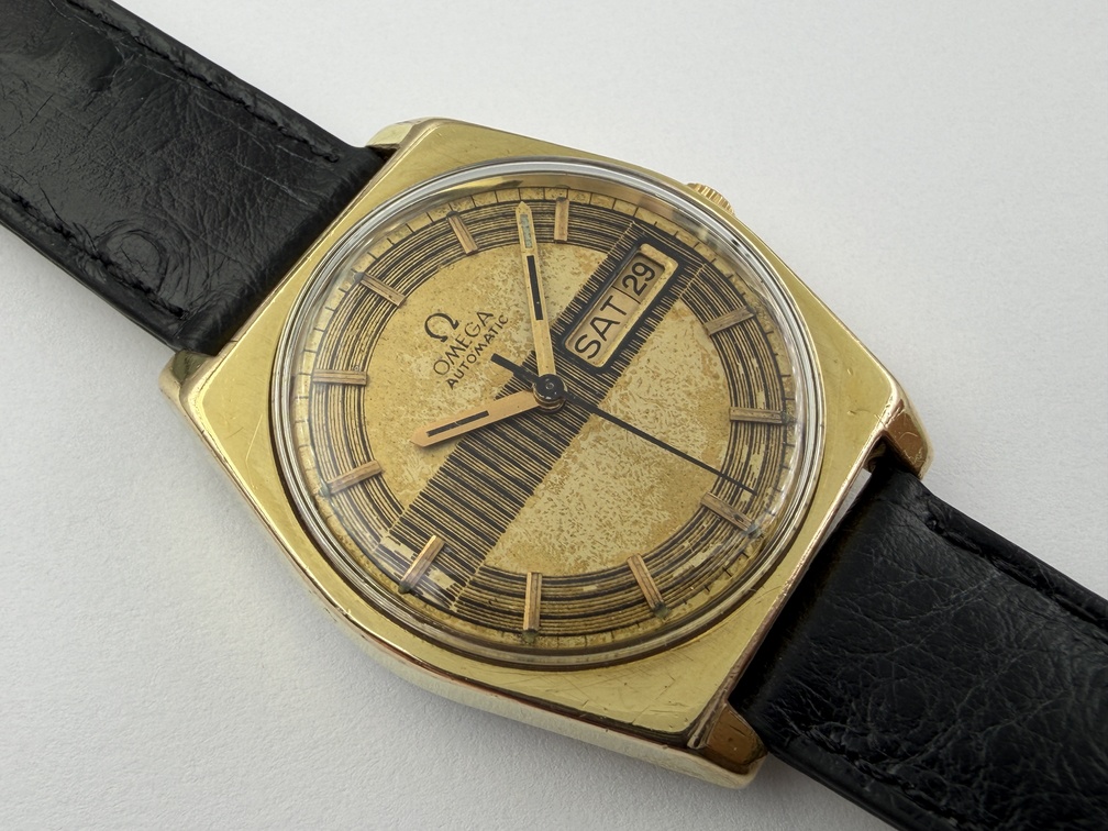 VTG OMEGA 166.0141 Barcode Gold-Tone Dial Automatic Cal Ω 750 Gold Plated 35 mm – Image 2