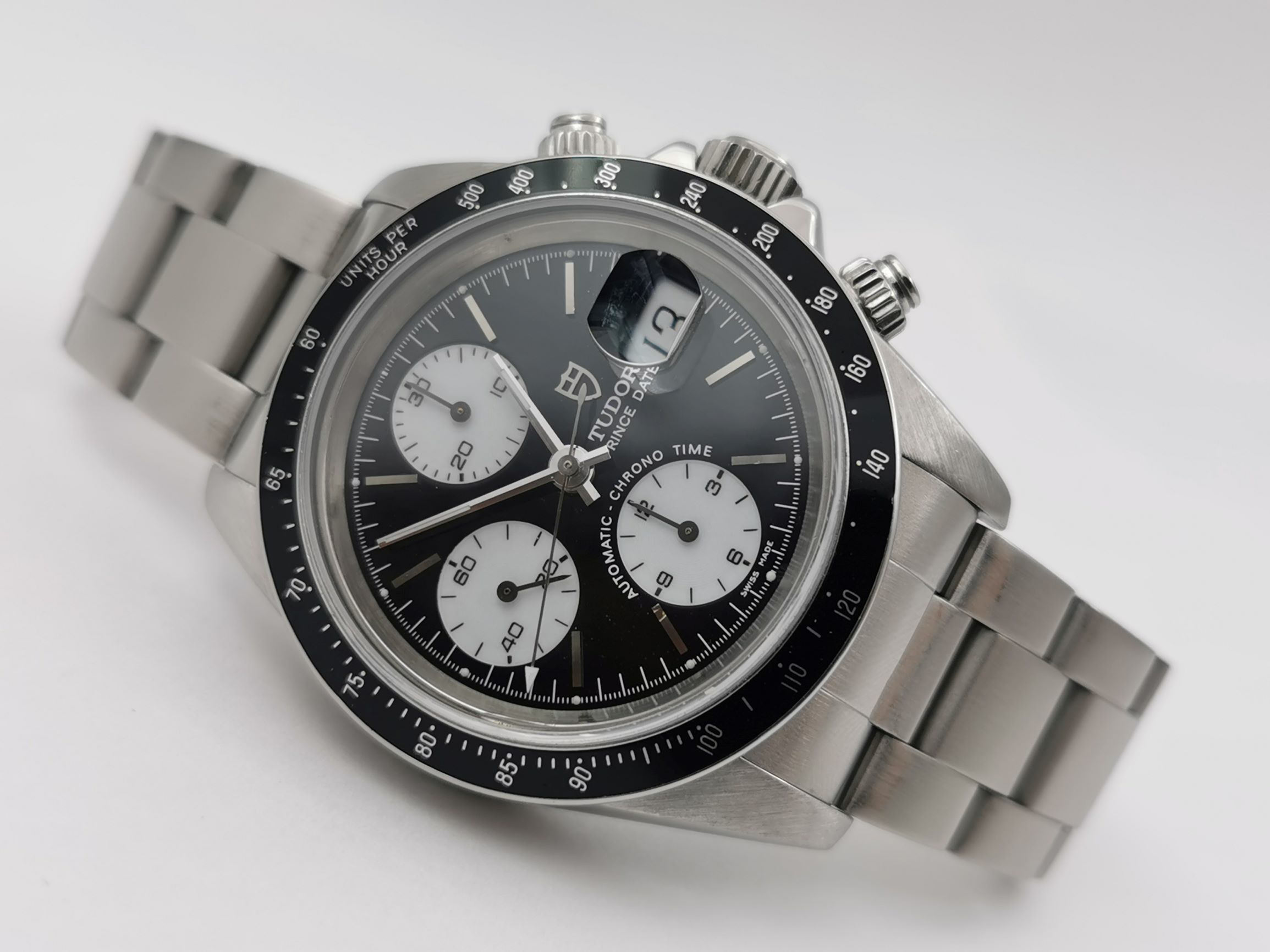 TUDOR Prince Date 79260P Reverse Panda Pre-Tiger Automatic Chrono Time SERVICED! – Image 1