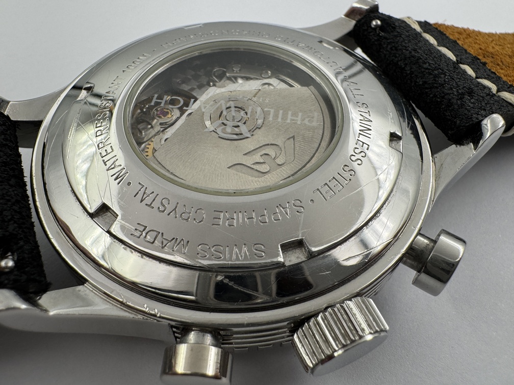 PHILIP WATCH Chronograph Cal Valjoux 7750 Automatic Black Waffle Dial - 48 mm – Image 9