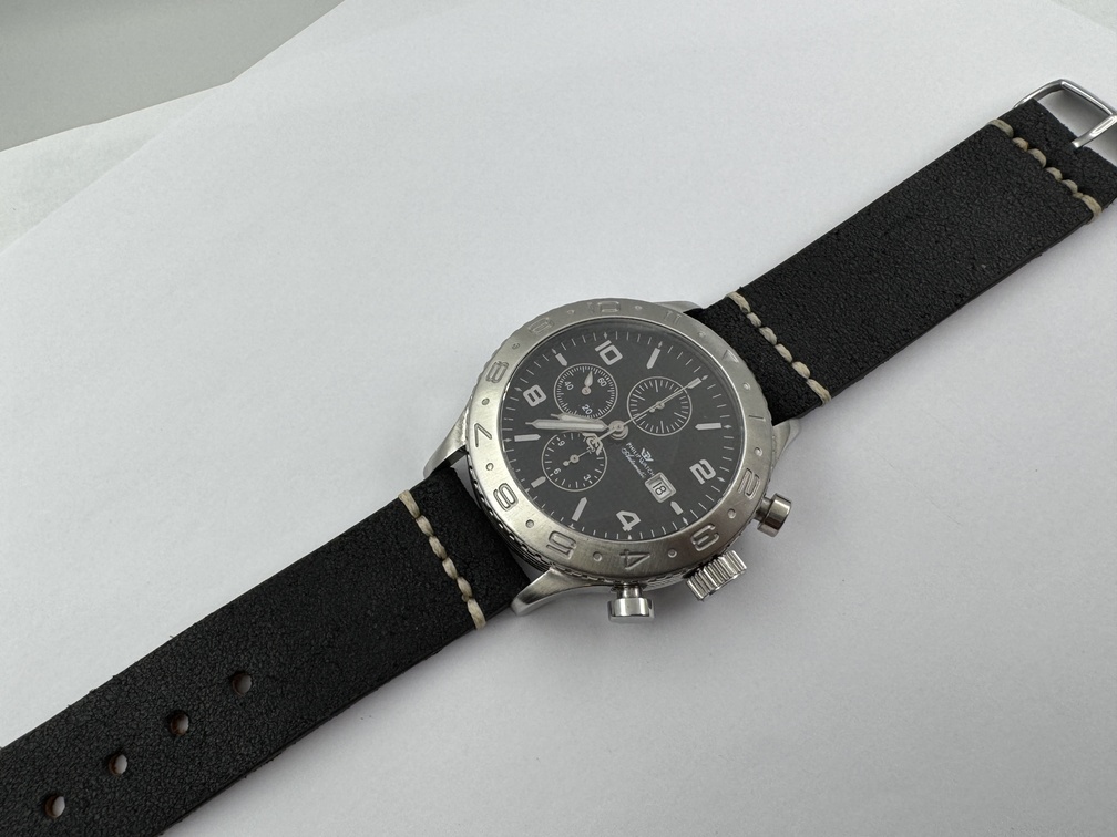 PHILIP WATCH Chronograph Cal Valjoux 7750 Automatic Black Waffle Dial - 48 mm – Image 12