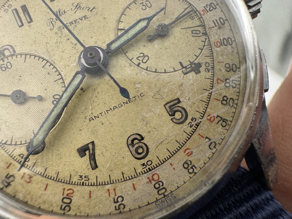 Vintage BELLA-SPORT Pulsations Chronograph Cal Landeron 48 Manual Wind - 34 mm – Image 6