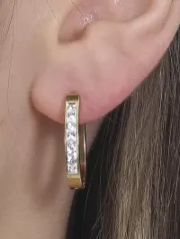 Brinco Argola Oval com Strass Dourada em Aço – Default