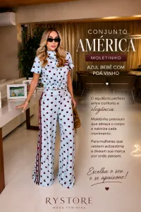 Conjunto América - Azul bebê / Poá Vinho – Image 2