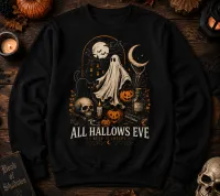 Vintage Halloween Ghost Sweatshirt | All Hallows Eve Spooky Season Pullover – Image 2