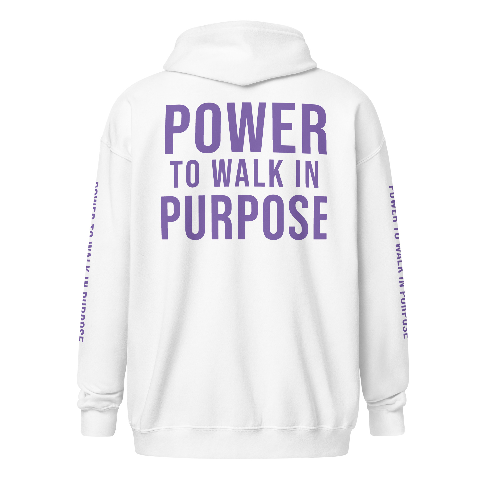 Power to Walk in Purpose Unisex zip hoodie – White, S