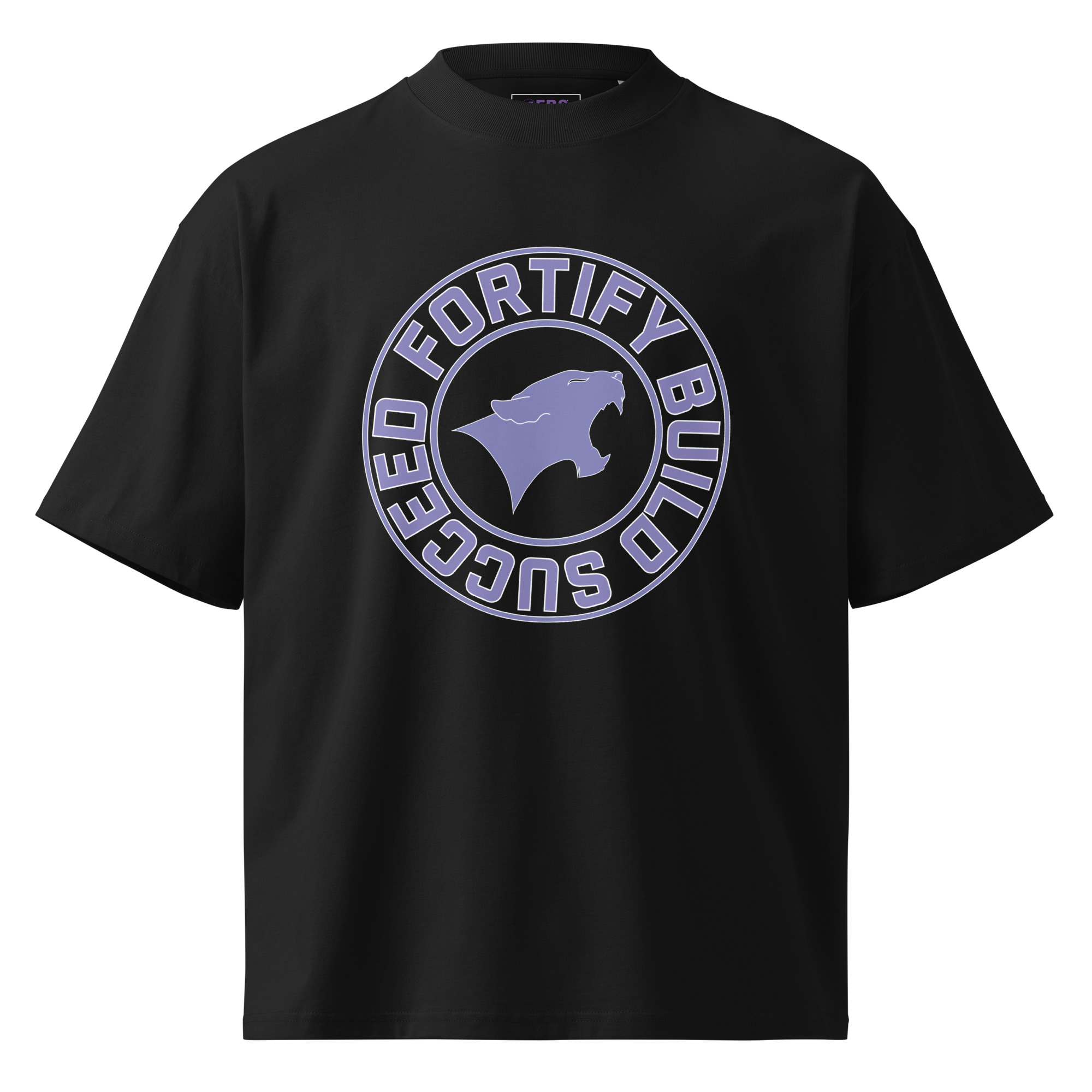 Fortify Build Succeed (purple) Unisex Organic Oversized High Neck T-shirt – Image 1