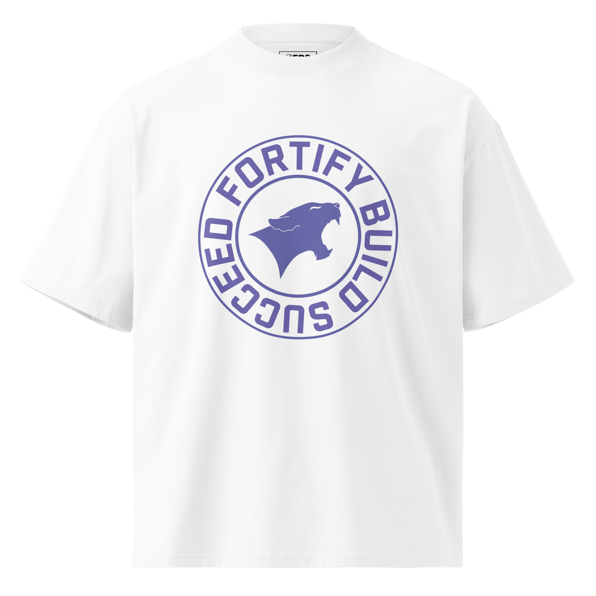 Fortify Build Succeed (purple) Unisex Organic Oversized High Neck T-shirt – Image 5