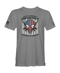 2nd Amendment Come & Take It Unisex Blend Shirt 4.4oz – Small, Heather Grey