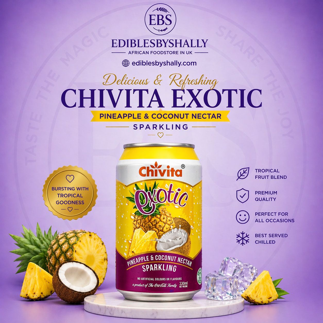 Chivita Exotic Pineapple And Coconut Nectar – 33cl Can - Chi Exotic