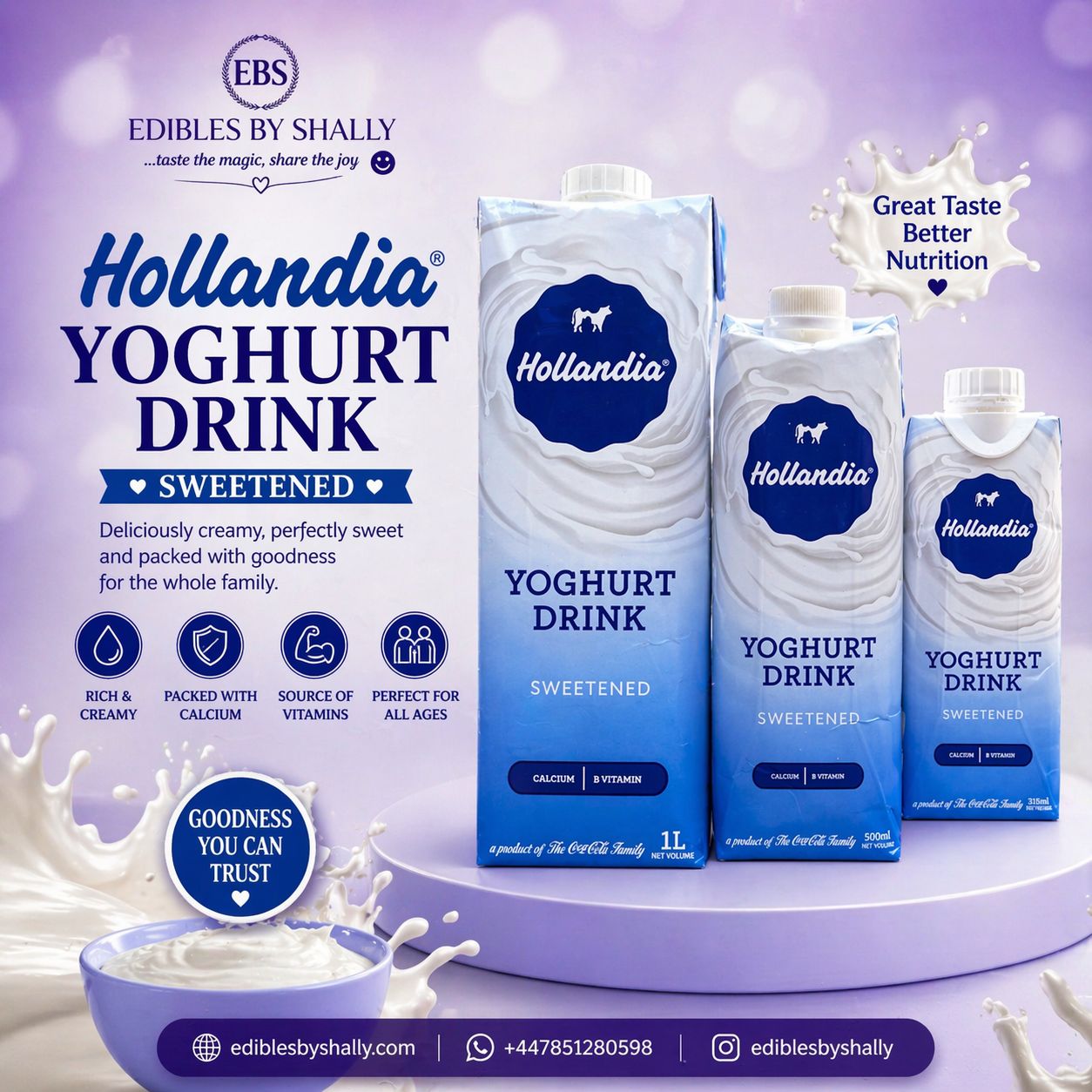 Hollandia Yoghurt Plain Sweetened – 315ml (Per 1)