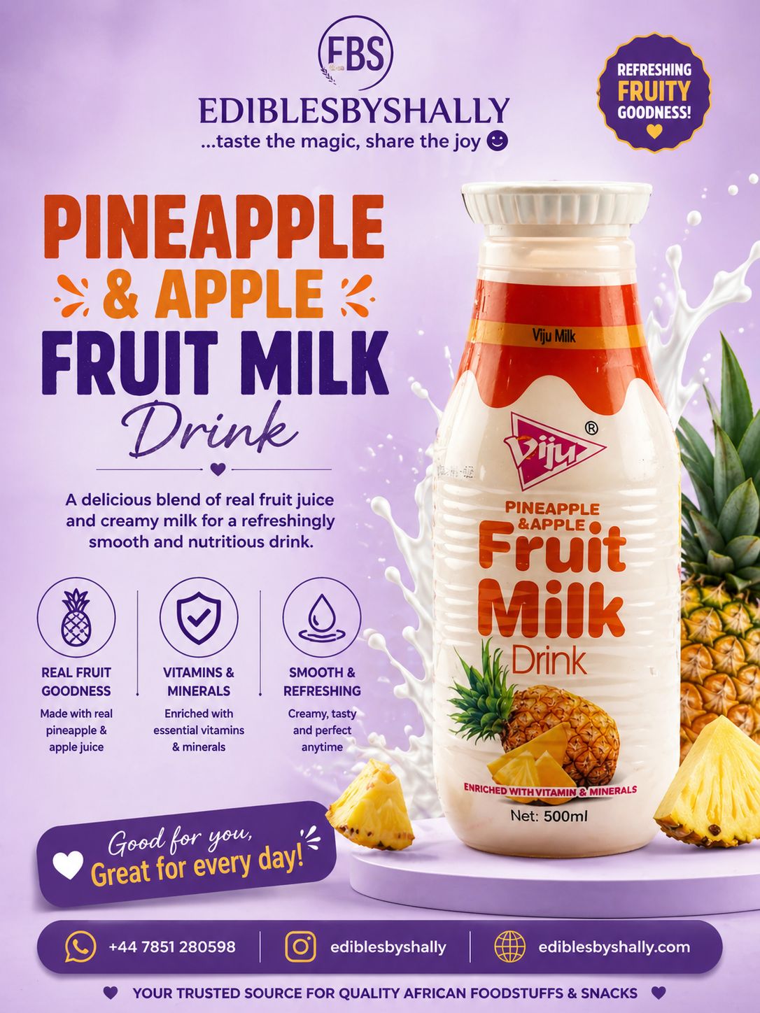 Viju Milk Drink – Viju Milk Pineapple and Apple 500ml