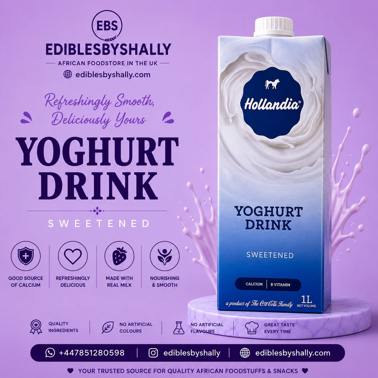 Hollandia Yoghurt Plain Sweetened – 1 Litre (Per 1)