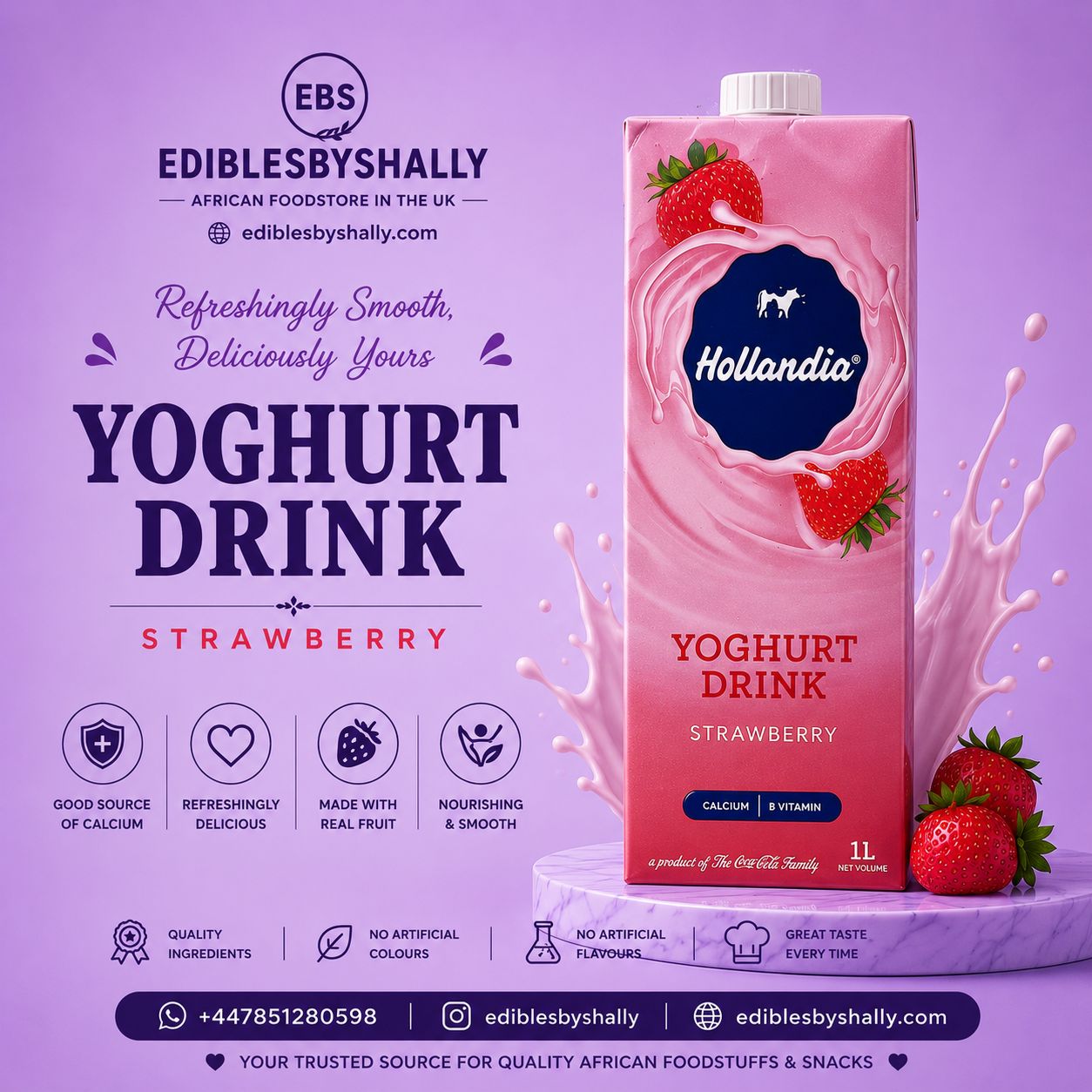 Hollandia Yoghurt Strawberry Sweetened  – 1 Litre (Per 1)