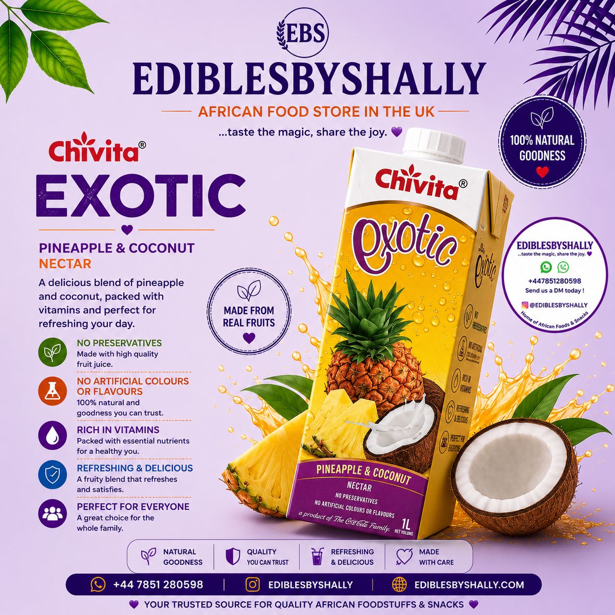 Chivita Exotic Pineapple And Coconut Nectar – 1L