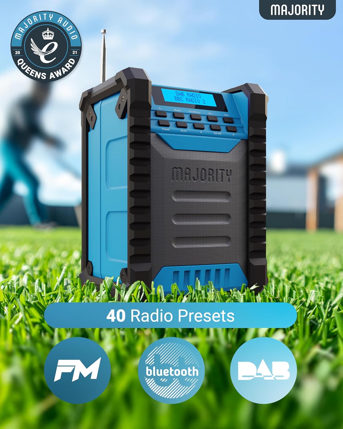 Majority LANDBEACH Portable Rugged Speaker FM-BT IP65 Waterproof 20hr Battery with PowerBank function – Image 3