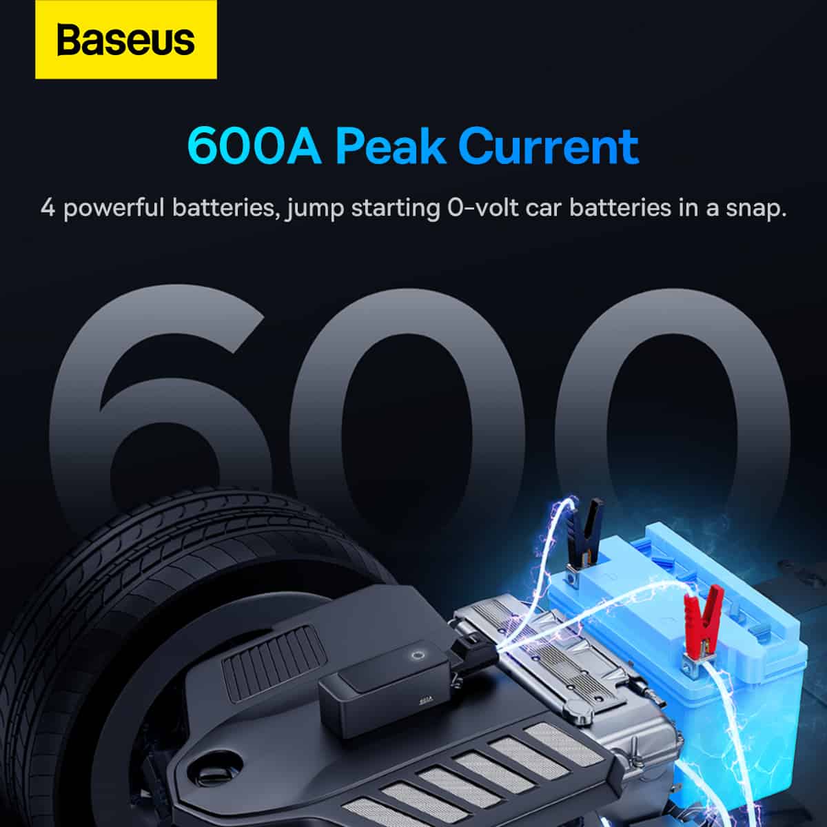 Baseus Car Jump Start Booster & Powerbank 6000mAh 600A ALPHA Black – Image 7