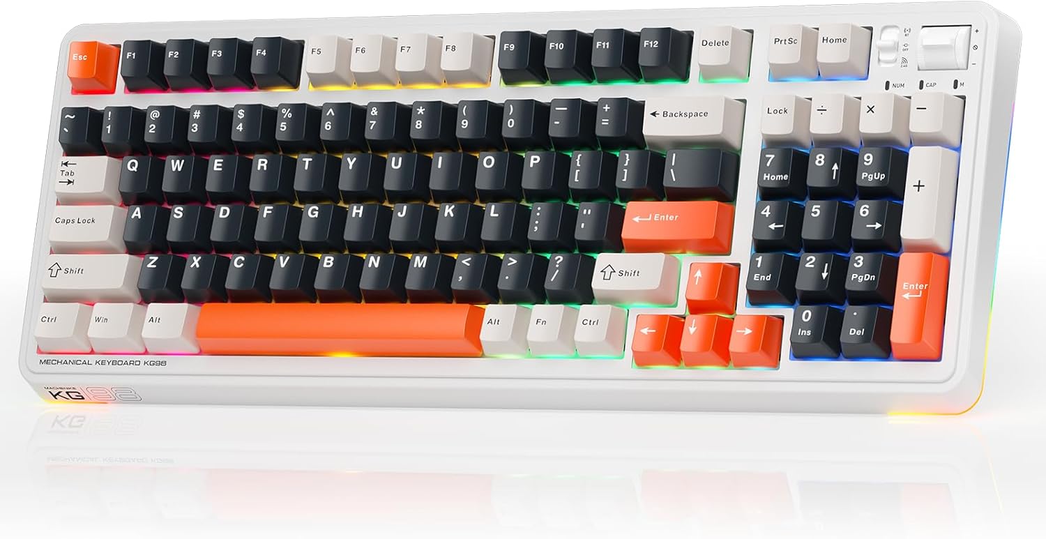 Machenike Wireless Gaming Keyboard,Type-C / 2.4 G / Bluetooth, Blue Switches, 5000 mAh battery, KG98 – Image 2
