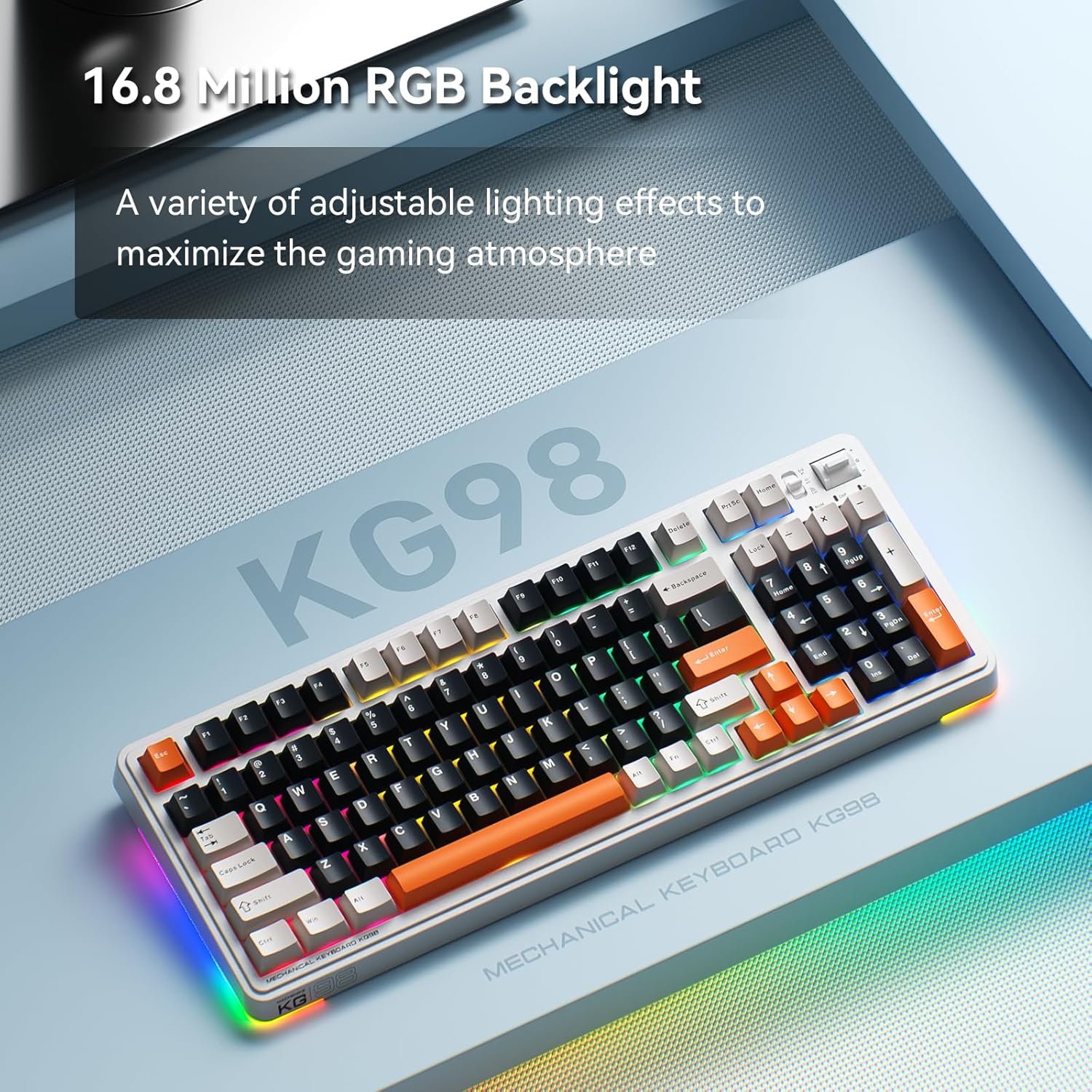 Machenike Wireless Gaming Keyboard,Type-C / 2.4 G / Bluetooth, Blue Switches, 5000 mAh battery, KG98 – Image 4
