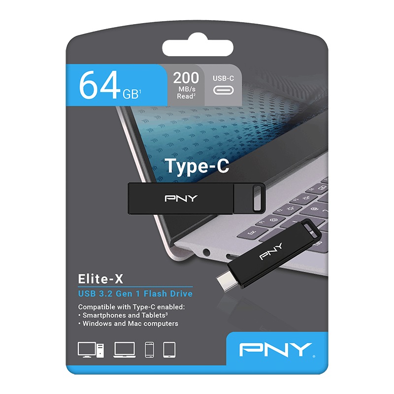 PNY FD Elite-X Type-C USB 3.2 Flash Drive 64GB – Image 1
