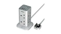 TESSAN 3 port USB and 8 AC port all in one UK tower extension – cable 2 meters l – Image 1