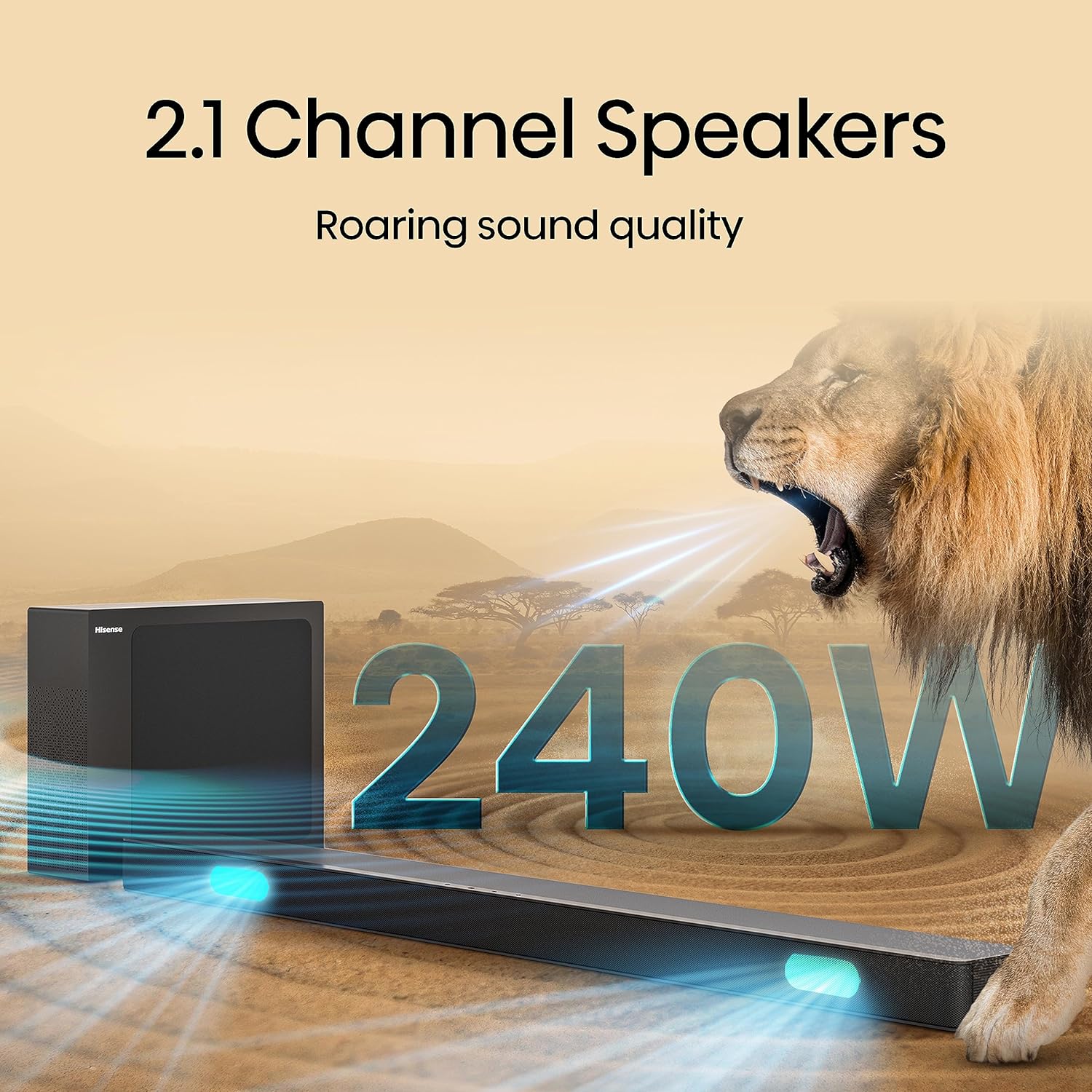 Hisense Soundbar HS2100 2.1 CH 240W BT/USB/Optical – Image 2