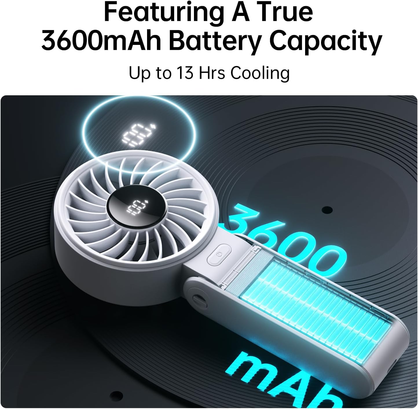 Jisulife Portable Personal Fan 3600mAh FAN 7 Grey/White – Image 4