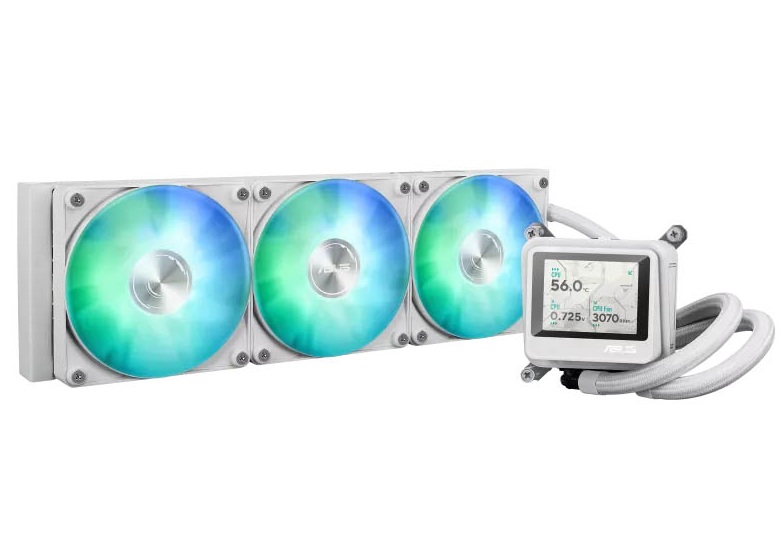 ASUS CPU Liquid Cooler MAX Gaming Triple Daisy-Chained Fans 2.4" IPS Display LC 360 ARGB LCD White – Image 1