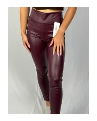 Mira magas derekú műbőr leggings – bordó – Image 1