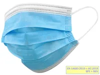 [A00167075] - gisafe mascherina chirurgica filtrante 98% 3 veli tipo iir con elastici - adulti - azzurra - flowpack Gima – Image 1