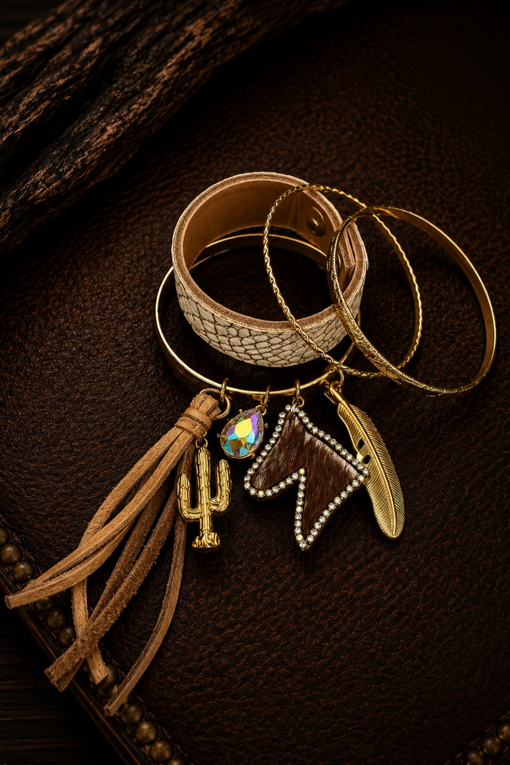 Saddle & Gold Bracelet Set – Image 2