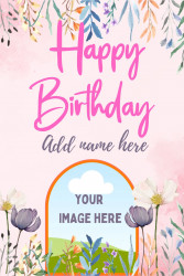 Personalised Pink Birthday Card With Photo & Name – Image 1