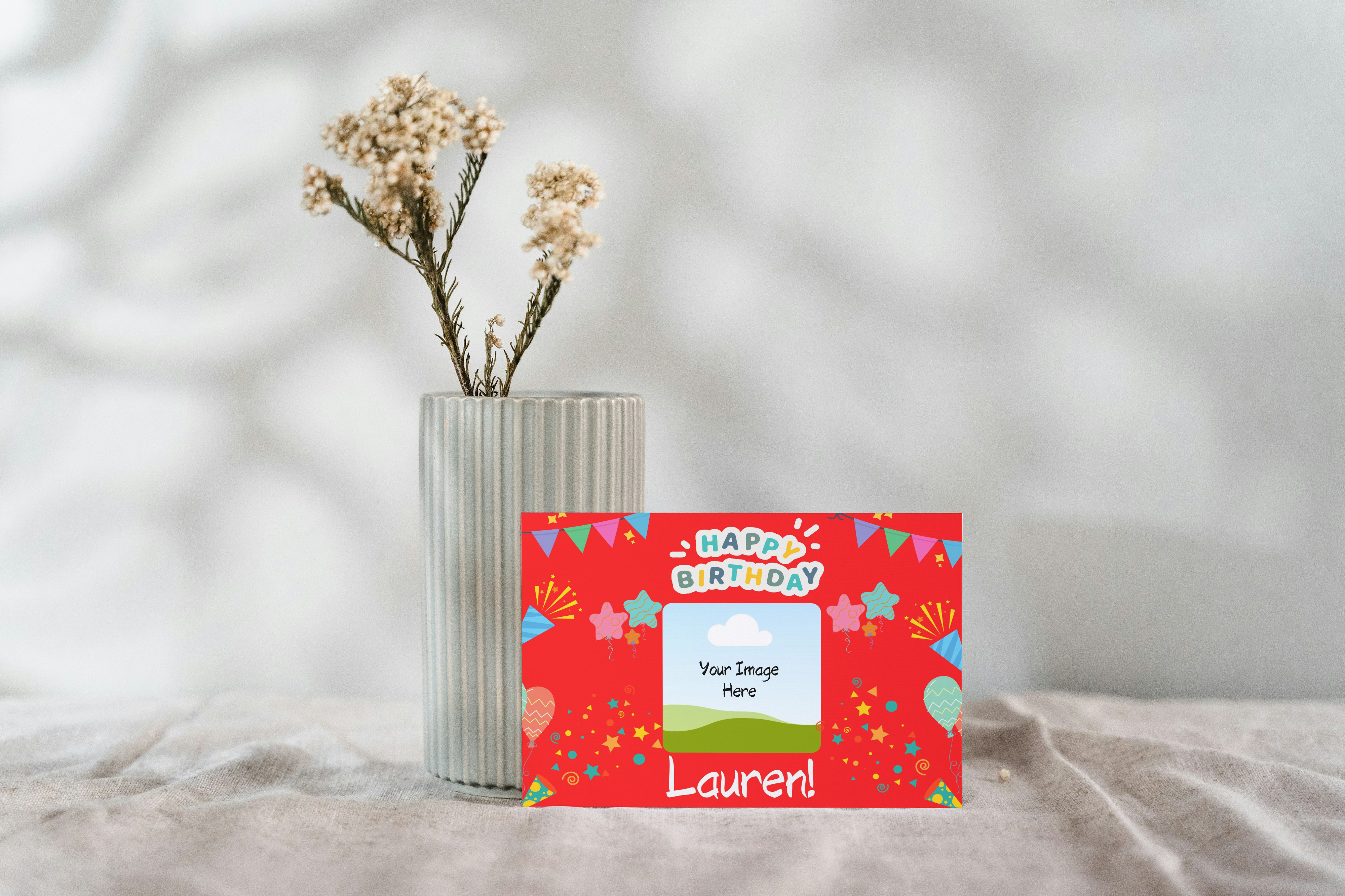 Personalised Red Birthday Card With Photo & Name – Image 3