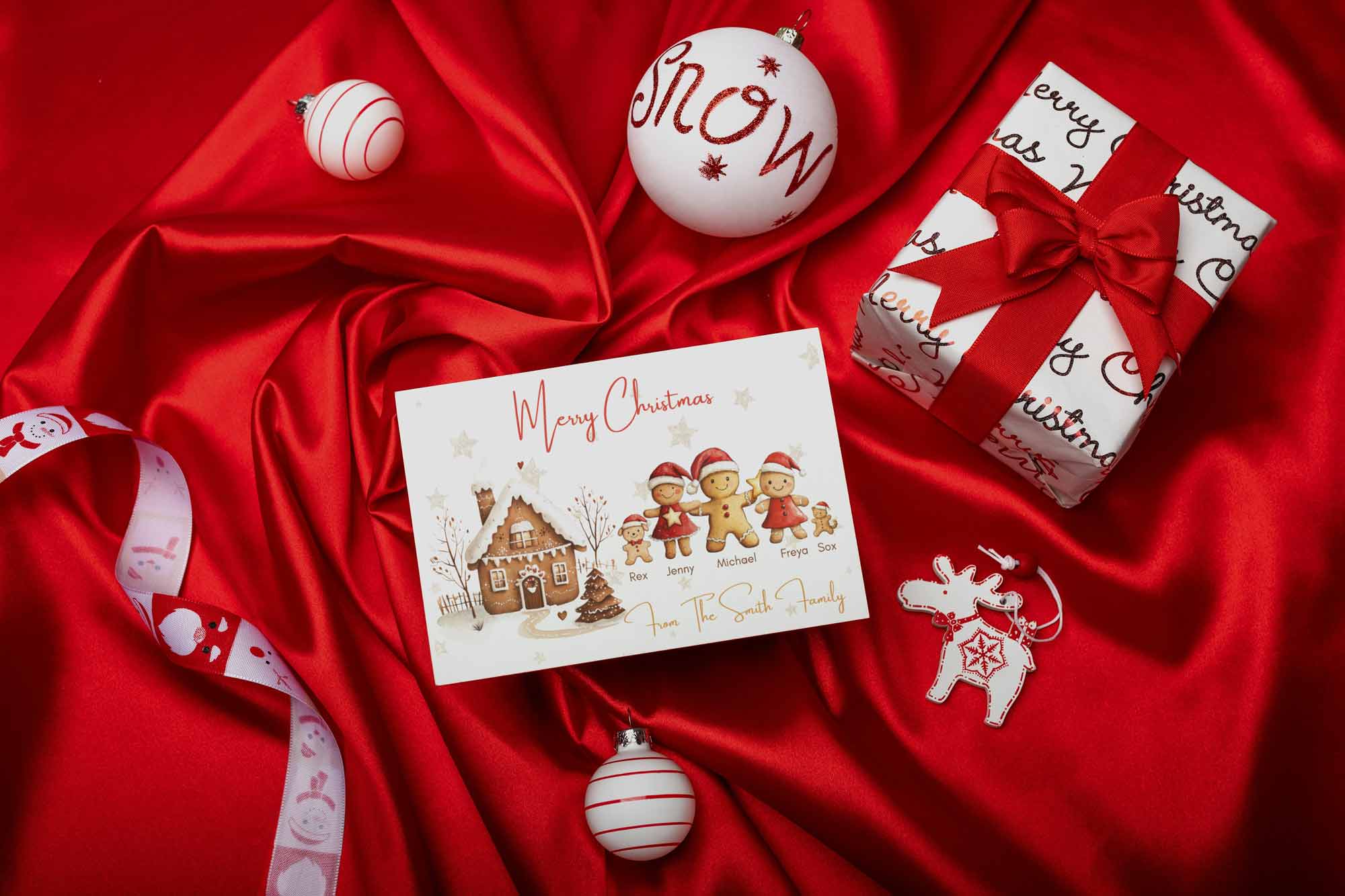 Personalised Christmas Card Pack Of 10 - Gingerbread Family – Image 3