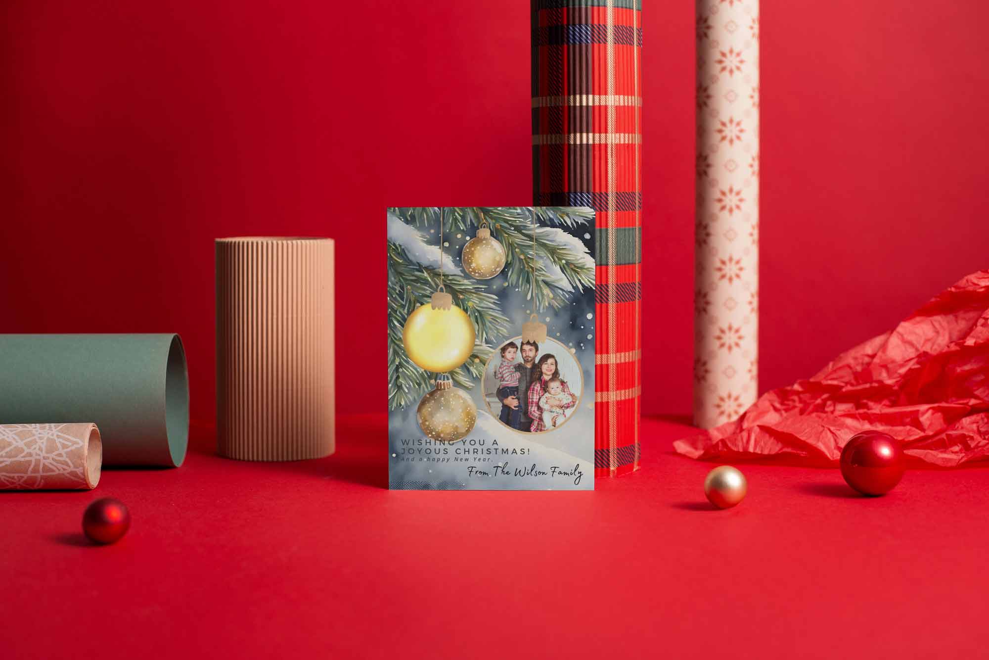 Personalised Photo In A Bauble Christmas Card Pack Of 10 – Image 2