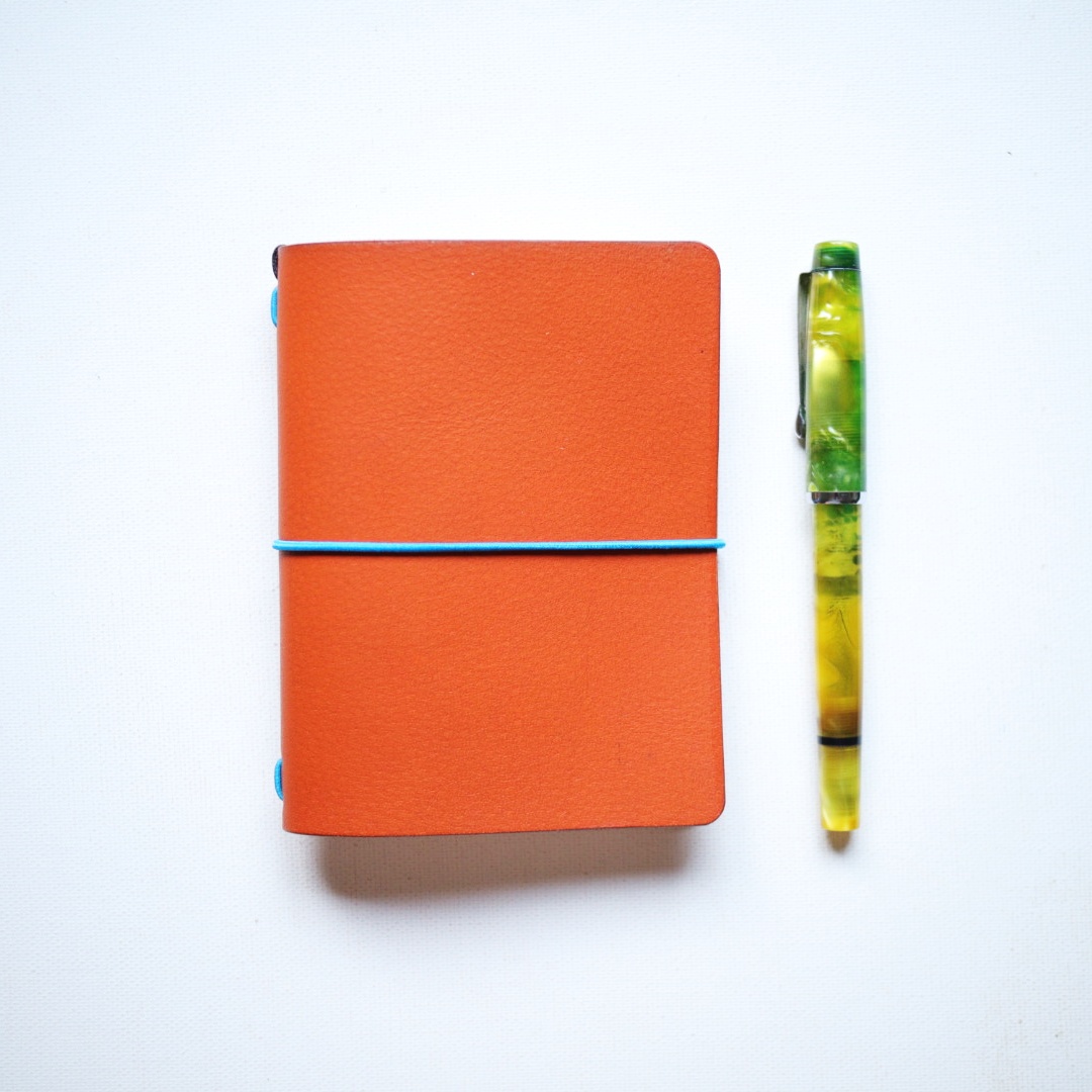 Atelier Leather Notebook — Passport Size (TN‑Style Refillable Journal) – Orange, 100 gsm | 64 pages