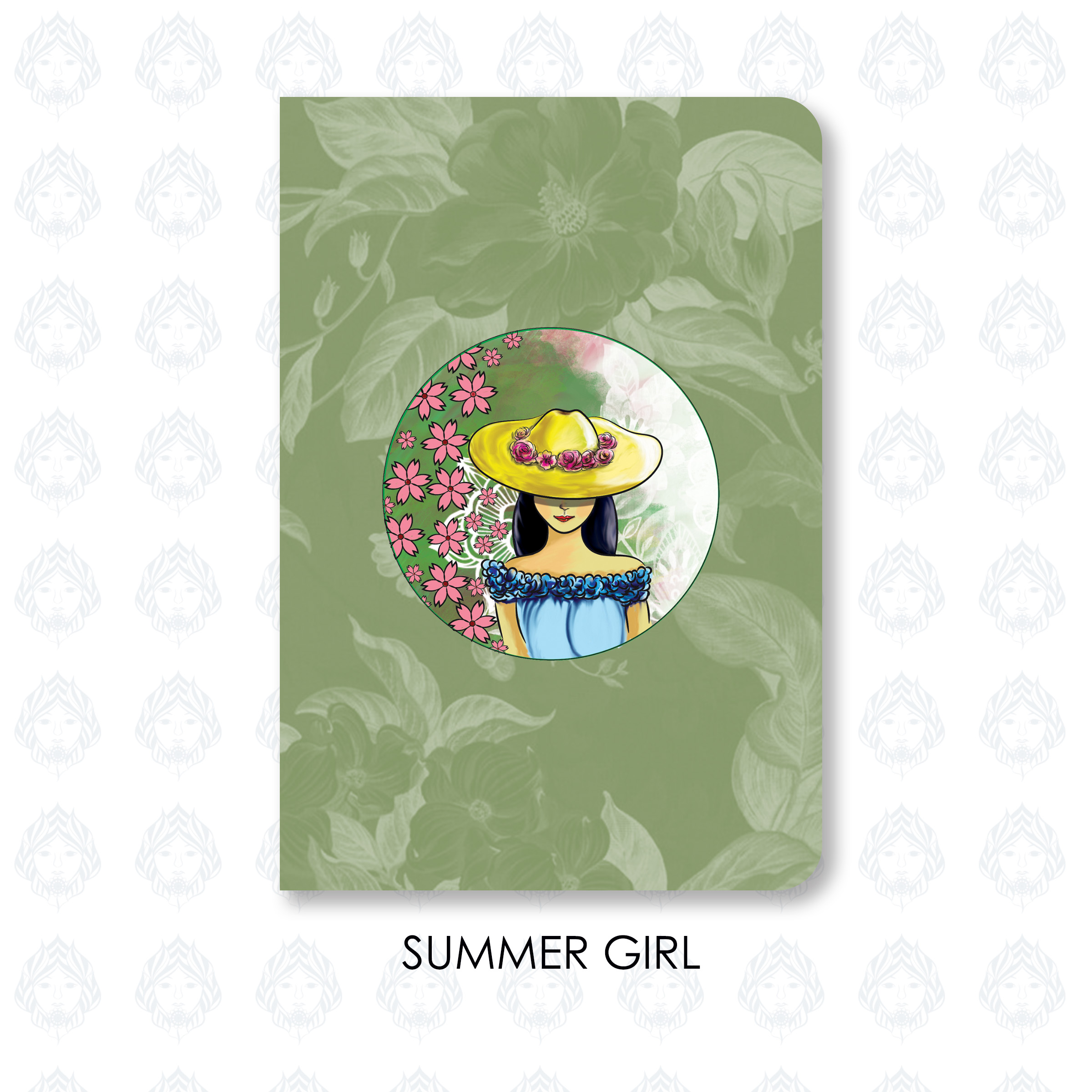 A6 Handbound Notebook | Fountain Pen Friendly Journal with Illustrated Covers – Summer Girl, LIned | 6mm