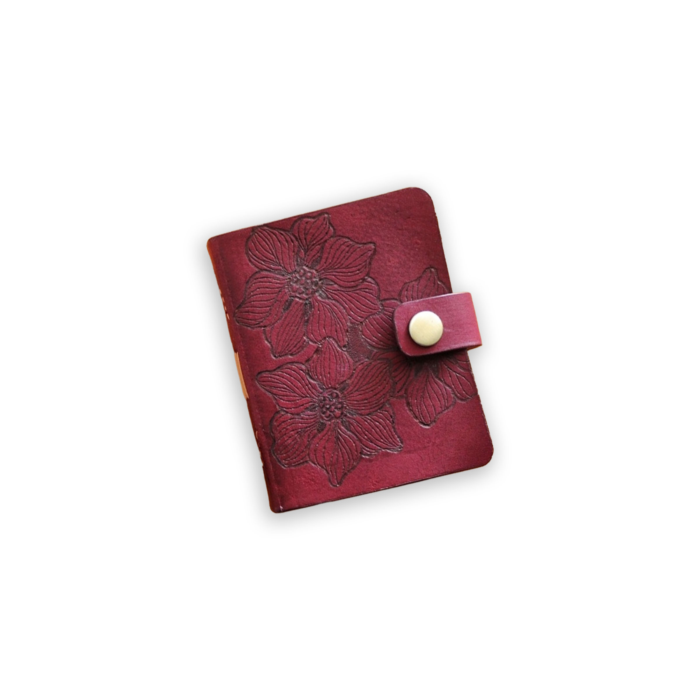 Pocket Companion Leather Journal | Handmade Notebook – Pyrographed Florals