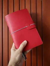 The Atelier B6 Slim Leather Cover | Handmade Journal Cover with 192-Page Notebook – Red
