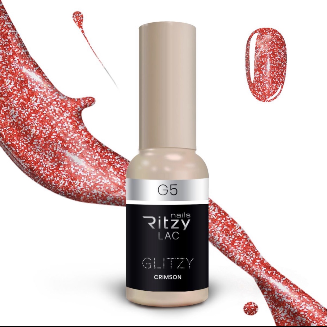 Glitzy Reflective Gel Polish (G1-G41) – G5 Crimson