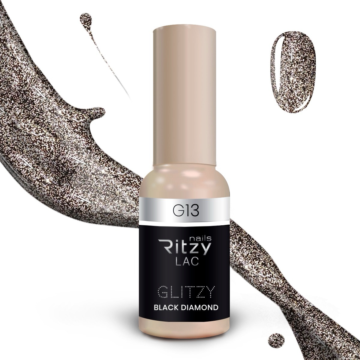 Glitzy Reflective Gel Polish (G1-G41) – G13 Black Diamond