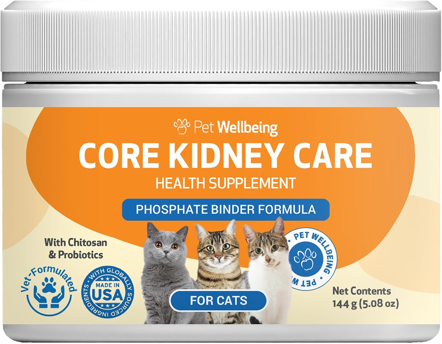 Pet Wellbeing Core Kidney Care for Cats - Daily Phosphate Binder, Probiotics - Veterinarian-Formulated – Image 1