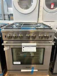 Blomberg BDFP34550SS 30 Inch Pro Style Dual Fuel Range with 5 Sealed Burners Total, 2 20,000 BTU Wok Burners, Simmer Burner – Image 1